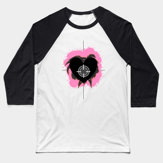 black heart with pink pint background Baseball T-Shirt by KNAYA